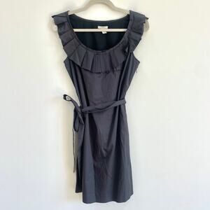 J Crew Ruffle Sleeveless Dress Business Casual Charcoal Grey 2